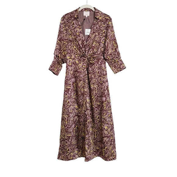 Cinq À Sept  Dayna Desert Rose Printed Twill Gathered Midi Dress Size 2 NWT - Picture 6 of 7